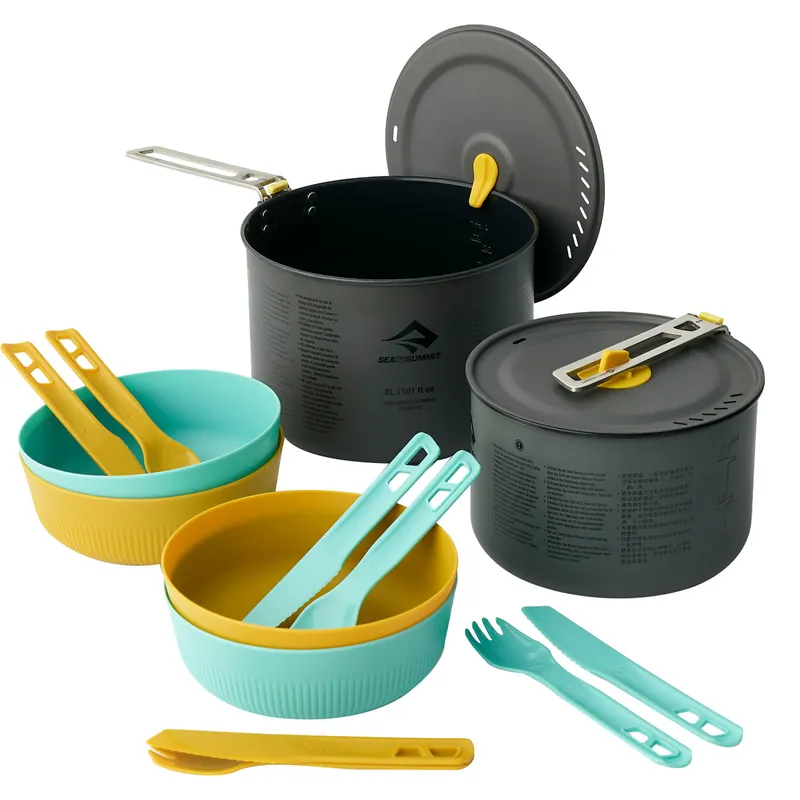 Abverkauf Sea to Summit Frontier UL Two Pot Cook Set - 2L + 3L Pot + 4 Medium Bowls + 4 Bestecksets