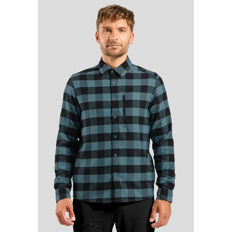 Bestpreis Odlo- Halden Langarm-Shirt - Black- Provinicial Blue - Herren-- Gr.: XL