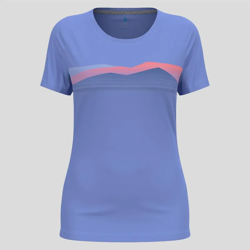 Odlo F-Dry T-Shirt mit Bergkamm-Print Damen persian jewel-- Gr.: L Nur Heute