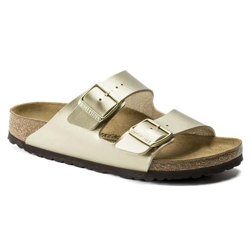 Bestpreis Birkenstock Arizona Birko-Flor Damen gold schmal-- Gr.: 39