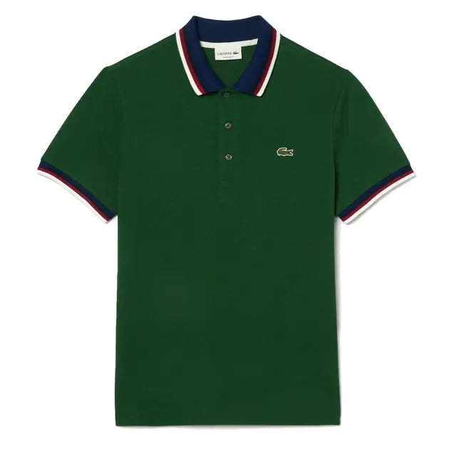 Lacoste Regular Fit Cotton Pique Contrast Collar Polo Shirt Pine Green Online Kaufen