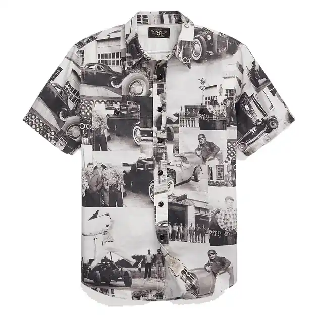 Preisreduziert RRL by Ralph Lauren Photo-Print Twill Workshirt Black/White