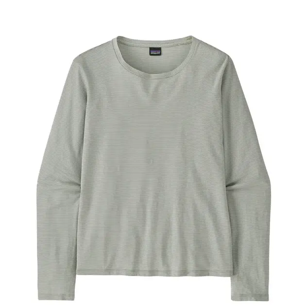 Knallerangebot Patagonia Long Sleeved Regenerative Organic Certified Cotton Tee Steppe Stripe Sleet Green