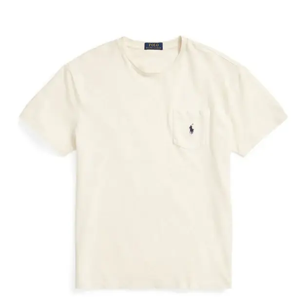 Preisknaller Polo Ralph Lauren Classic Fit Cotton-Linen Pocket T-Shirt Parchment Cream