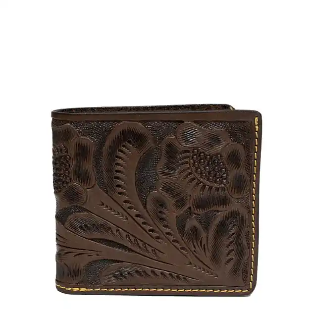 Top-Preis RRL by Ralph Lauren Hand Tooled Leather Billfold Wallet Brown