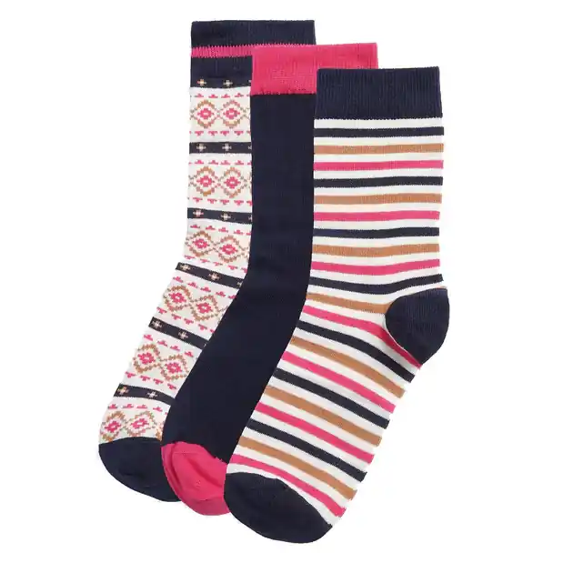 Mega-Angebot Barbour Claudia Fairisle Sock Gift Set Navy / Pink Mix