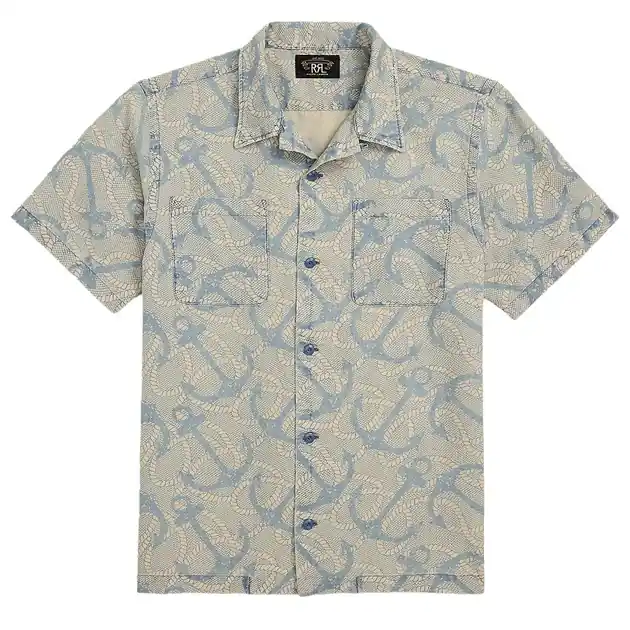 RRL by Ralph Lauren RRL By Ralph Lauren 2 Pocket Camp Short Sleeve Sport Shirt Indigo / Cream Multi Markenware